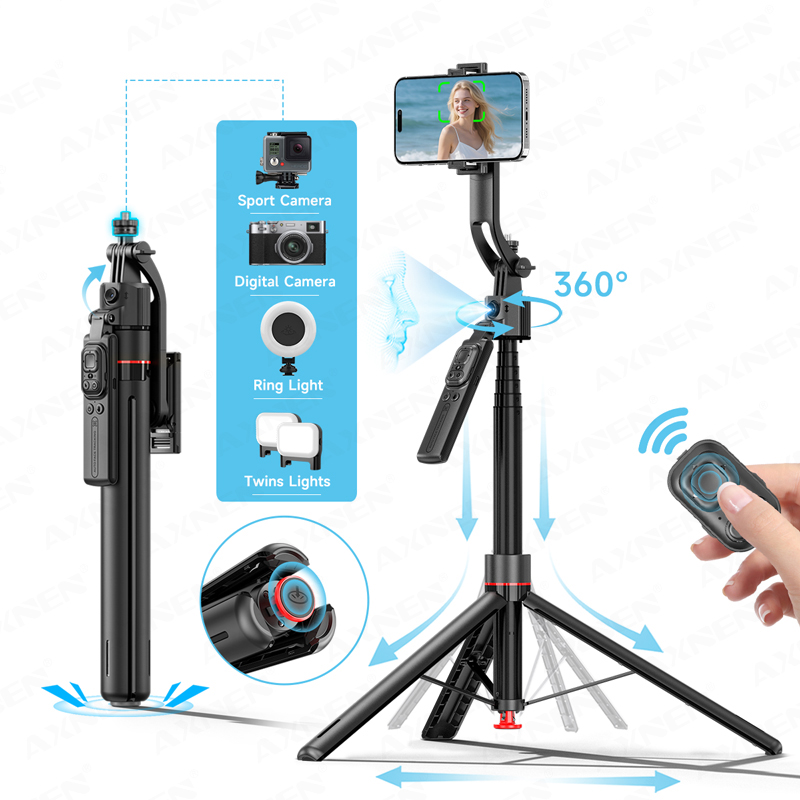 Selfie Stick Tripod - TT07 AI ไม้เซลฟี่แบบยืดหดได้ 69 นิ้ว พร้อมขาตั้งกล้องอัตโนมัติสำหรับโทรศัพท์มือถือ