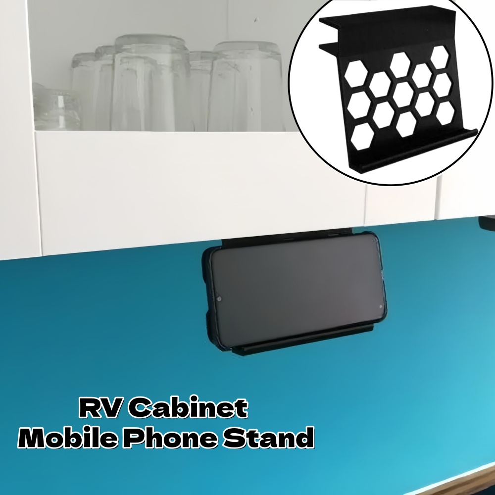 Phone Accessories Cabinet - ที่วางโทรศัพท์มือถือแบบติดตู้ 1 ชิ้น ใช้ได้กับตู้ครัวทั่วไป ที่วางโทรศัพท์สำหรับคนขี้เกียจ อุปกรณ์ตกแต่งภายในรถบ้าน