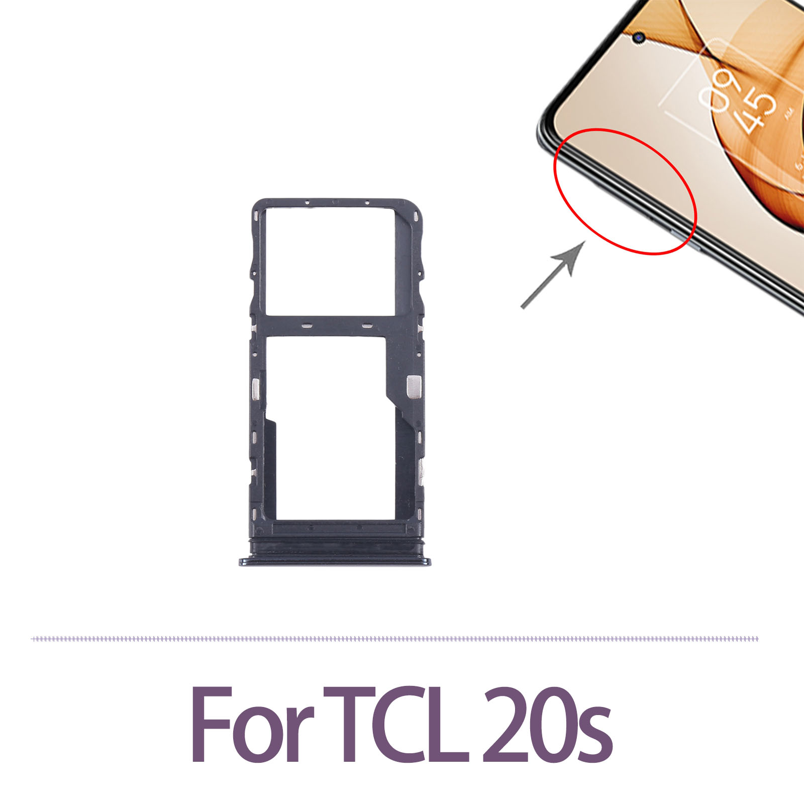 Micro Sd Card - ชิ้นส่วนซ่อมซิมการ์ดสำหรับ TCL 20s ถาดซิมการ์ด + ถาดไมโครเอสดีการ์ด