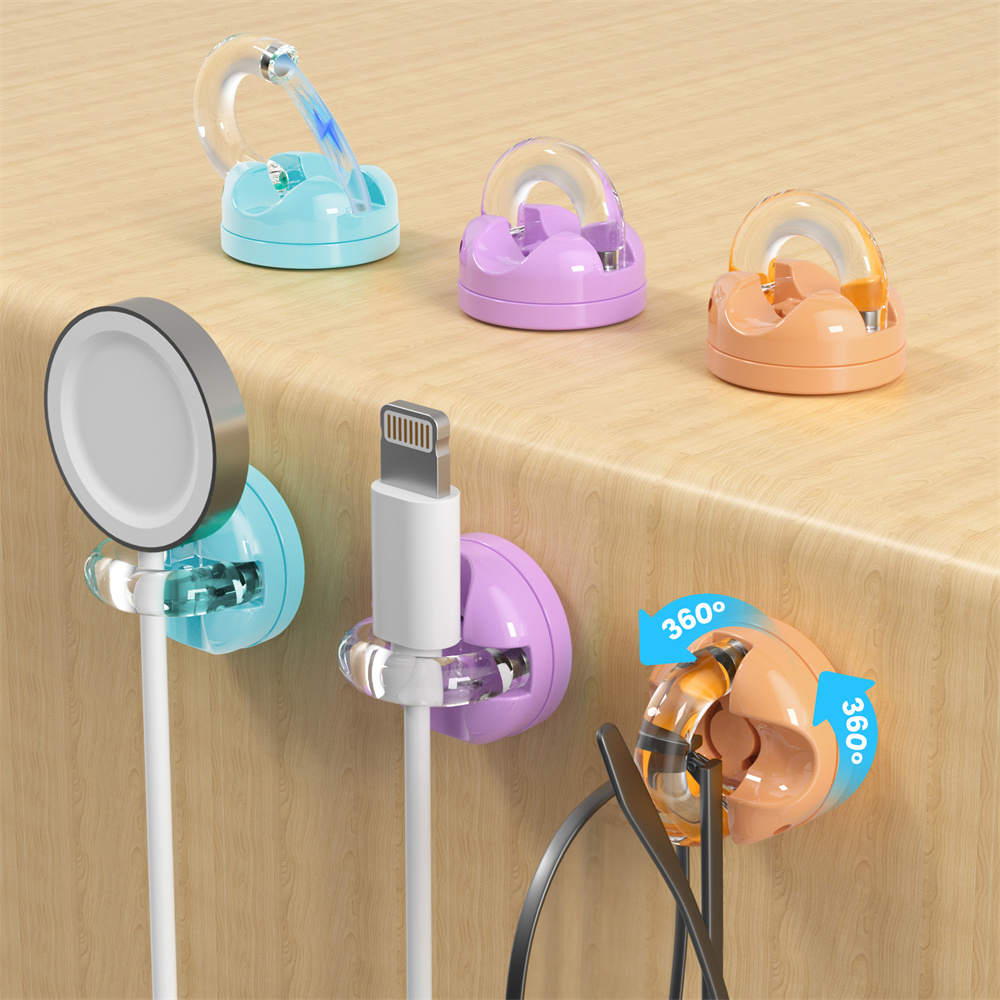 Phone Accessories Hooks - ชุด 6 ชิ้น ที่จัดระเบียบสายชาร์จแม่เหล็กแบบหมุนได้สำหรับตั้งโต๊ะ ที่แขวนสายชาร์จโทรศัพท์มือถือ ที่เก็บสายไฟ