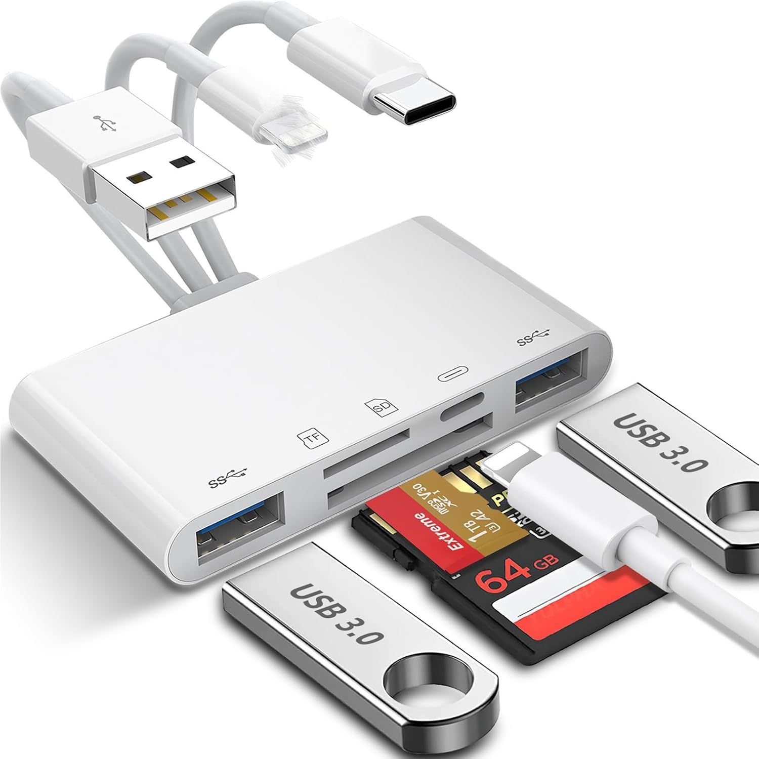 Micro Sd Card - อะแดปเตอร์ USB OTG แบบ 5-in-1 สำหรับหลายอุปกรณ์