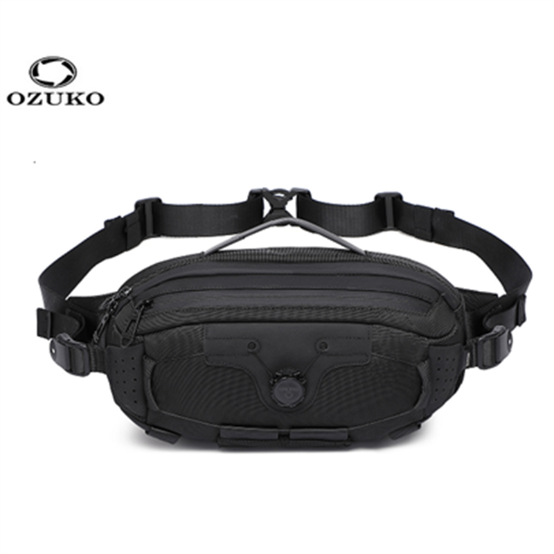 Phone Accessories Men - OZUKO กระเป๋าคาดหน้าอกมัลติฟังก์ชั่นสำหรับผู้ชาย Tactical Techwear กระเป๋าคาดเอว ดีไซน์ปุ่มหมุน
