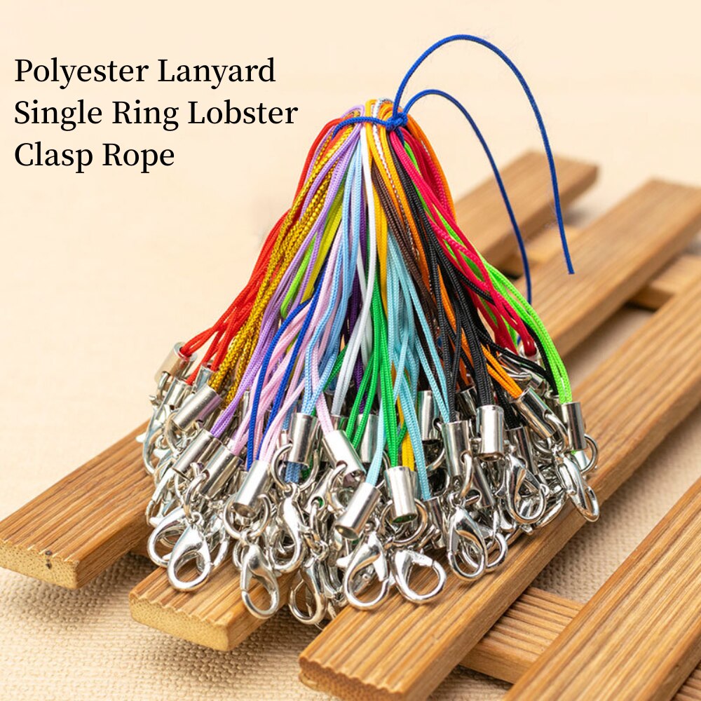 Phone Accessories Hooks - 100 ชิ้นโพลีเอสเตอร์เชือกเส้นเล็กแหวนเดี่ยวกุ้งก้ามกรามเชือกพวงกุญแจตะขอโทรศัพท์มือถืออุปกรณ์เสริม Key Ring