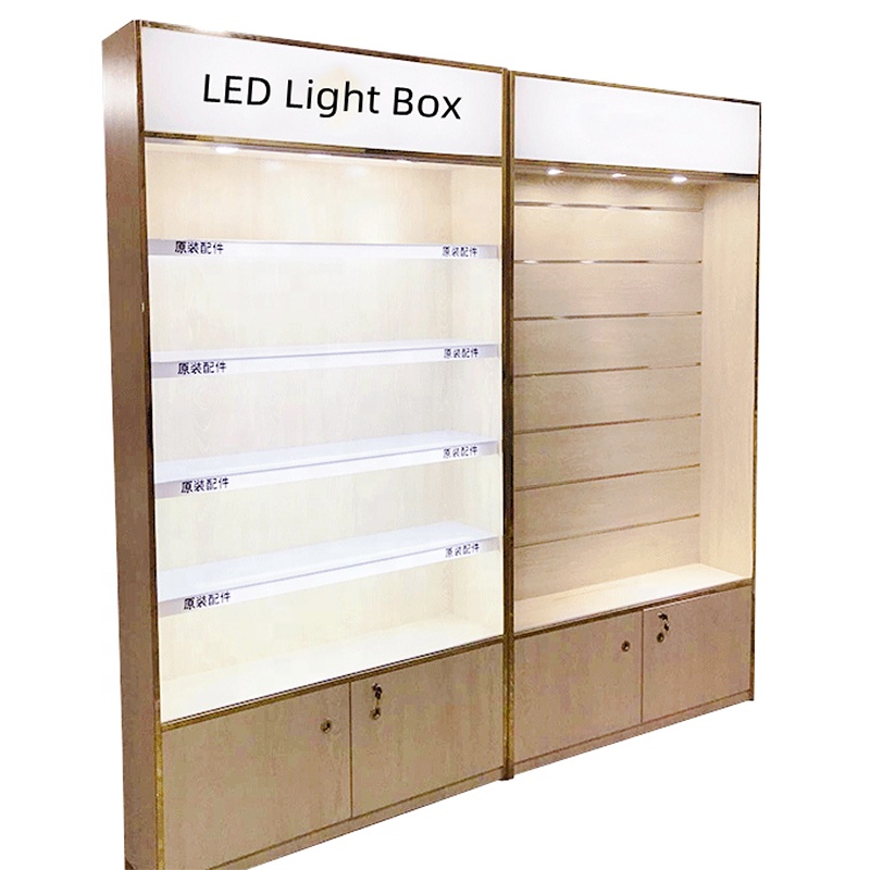 Phone Accessories Cabinet - ตู้โชว์บูติกทันสมัยสำหรับร้านค้าปลีก อุปกรณ์เสริมโทรศัพท์มือถือ เครื่องประดับ ชั้นวางไม้ ของใช้ในบ้าน