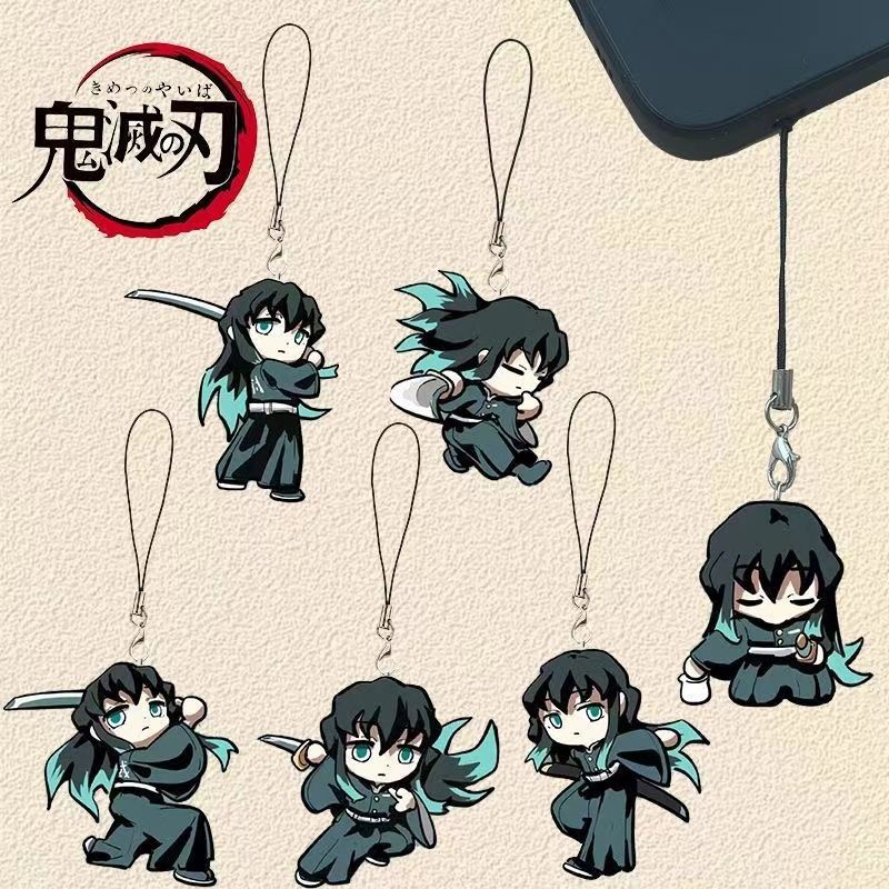 Phone Accessories Demon Slayer - พวงกุญแจอนิเมะดาบพิฆาตอสูร โทคิโทร มุอิจิโร่ จี้อะคริลิก ของตกแต่งกระเป๋านักเรียน พวงกุญแจโทรศัพท์มือถือ
