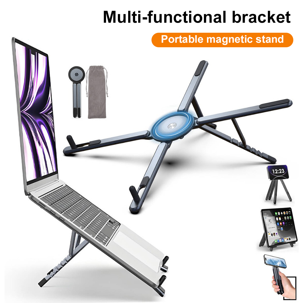 Selfie Stick Tripod - ที่วางโทรศัพท์แม่เหล็กแบบพกพาและไม้เซลฟี่ 3-in-1 ขาตั้งกล้องแบบพับได้สำหรับ iPhone iPad แท็บเล็ต