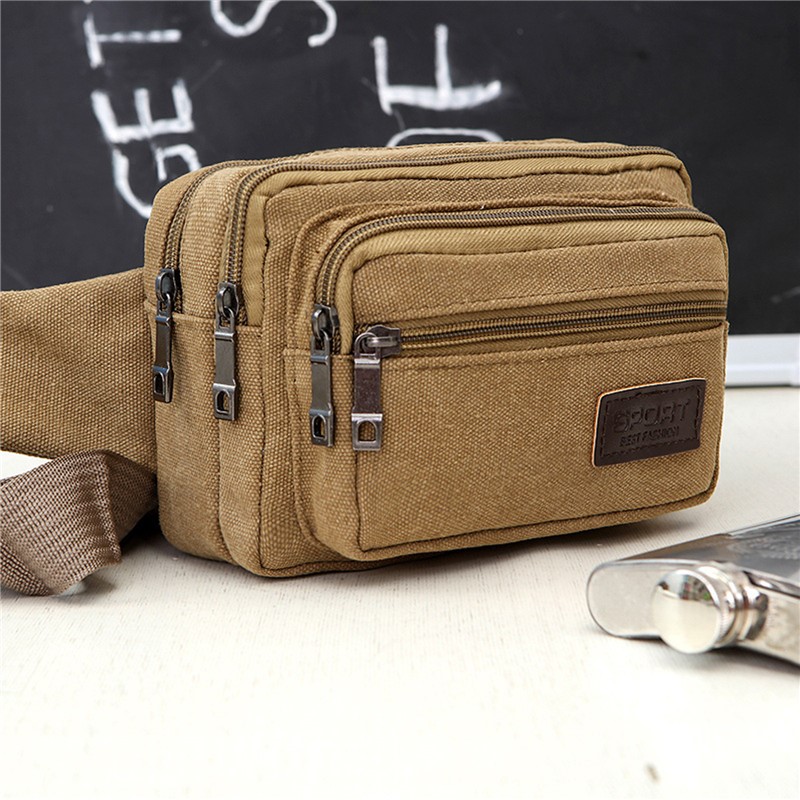 กระเป๋าคาดเอวผ้าแคนวาสกีฬากลาง - Phone Accessories Men บทวิจารณ์และราคา