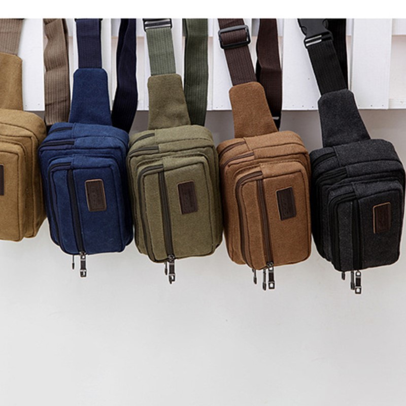 กระเป๋าคาดเอวผ้าแคนวาสกีฬากลาง - Phone Accessories Men บทวิจารณ์และราคา