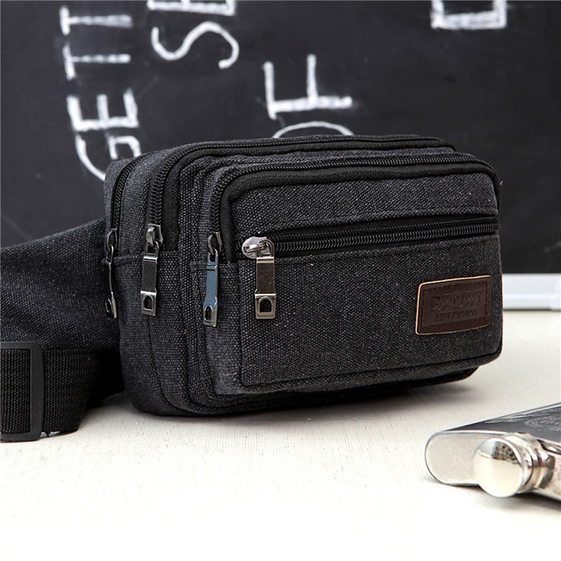 กระเป๋าคาดเอวผ้าแคนวาสกีฬากลาง - Phone Accessories Men บทวิจารณ์และราคา