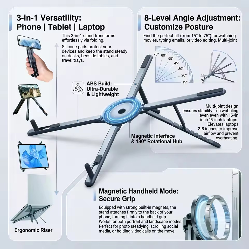 ที่วางโทรศัพท์แม่เหล็กแบบพกพาแ - Selfie Stick Tripod บทวิจารณ์และราคา