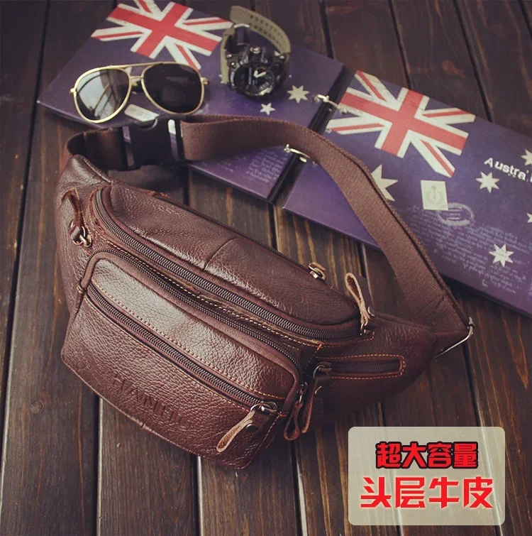 ของแท้ Cowhide หนังเอวกระเป๋าผ - Phone Accessories Men บทวิจารณ์และราคา